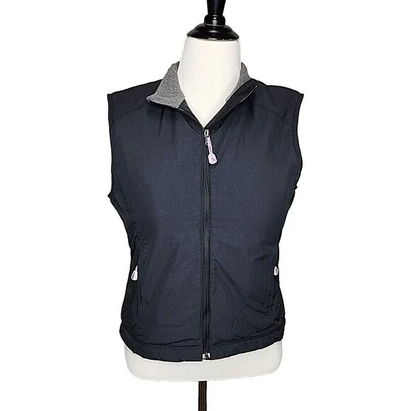 L.L. Bean Winter Vest Fleece Lined Nylon Ski Black Womens Size Medium EUC - Picture 1 of 8